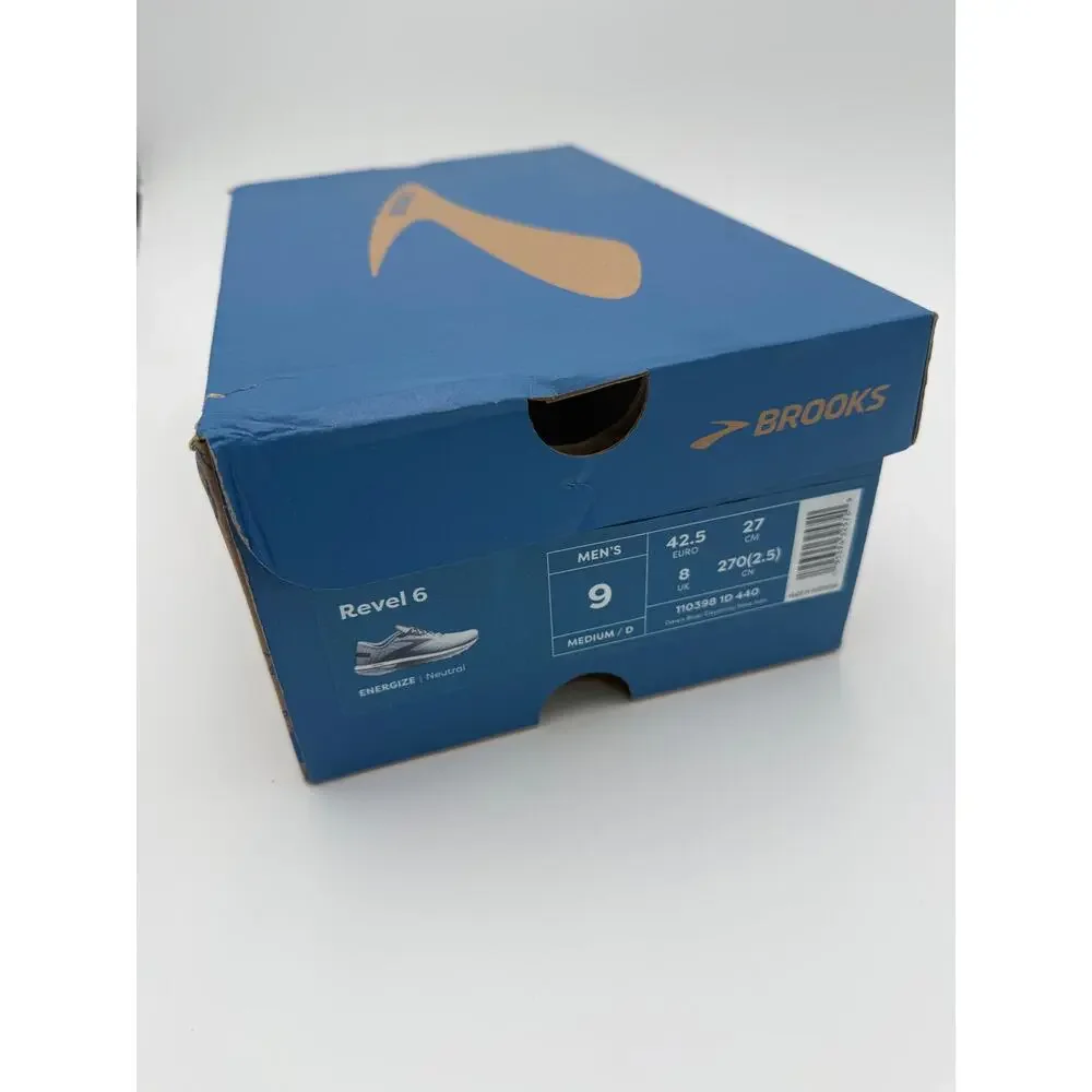 NEW! Brooks Men's Revel 6 Running Shoes - Dawn Blue/Cayenne/Nine Iron - Men's 9